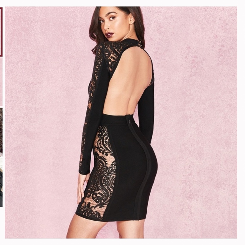 House Of CB, 'GIZI’ Black Bandage And Sequin Backless Dress, Size S